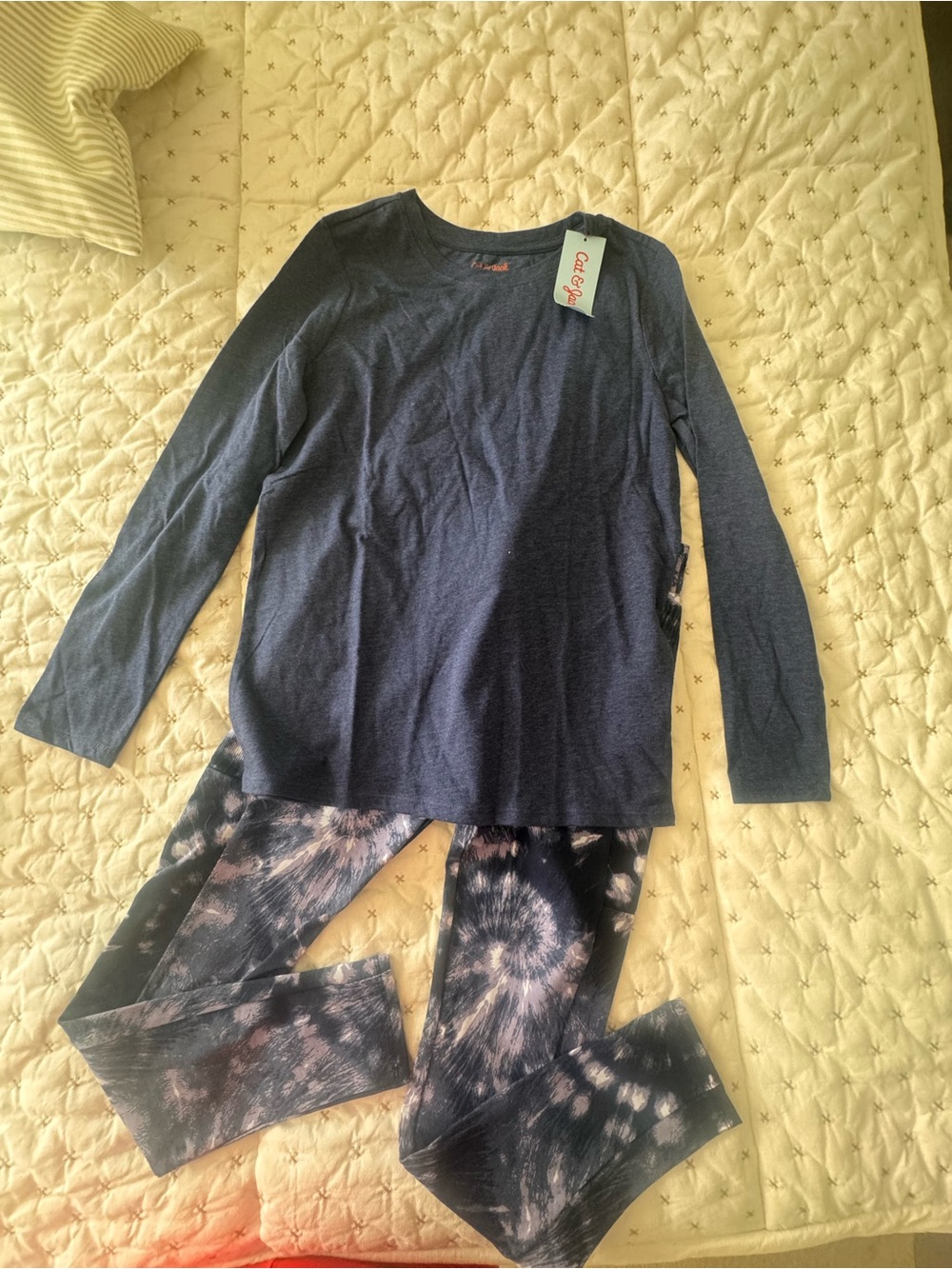 Cat & Jack Navy Top and Black Tie-Dye Leggings Kids Matching Set